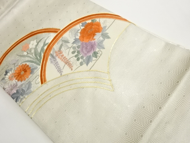 JAPANESE KIMONO / NAGOYA OBI / EMBROIERY / FLOWER 